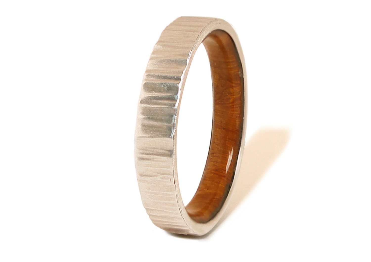 Wood Ring Lignum Vitae Silver Wedding Ring Jewelry Mens Ring