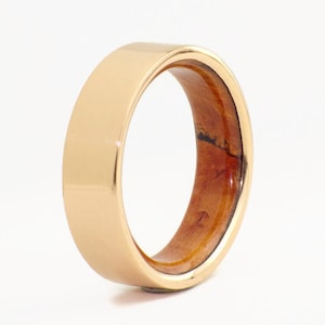 Rose gold and wood ring - Mens and womans wedding Band - nature ring - 18K Solid Gold ring