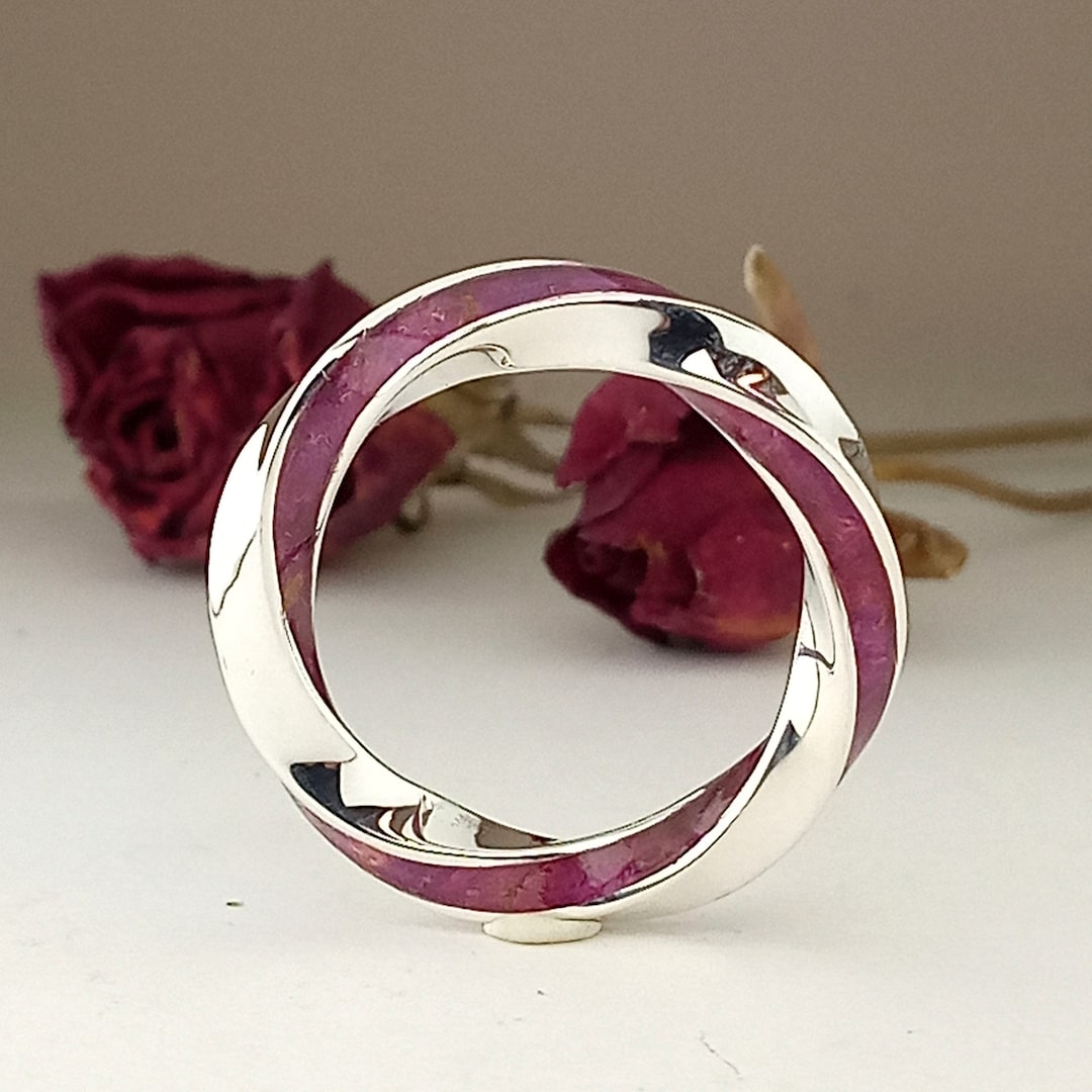 Mobius Ring Stack Moebius Stacking Ring With Birch Purple Wood - Infinity Ring Jewelry ...