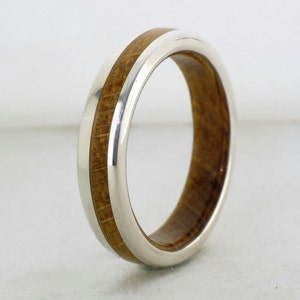 Oak Sterling Silver Wedding Ring , silver and oak ring, Men's Ring, Wedding Ring, wedding, mens, metal ring, wedding band, wood wedding ring