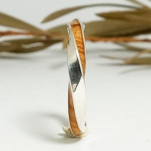 Moebius ring silver with olive wood Infinity ring jewelry Original rings image 2
