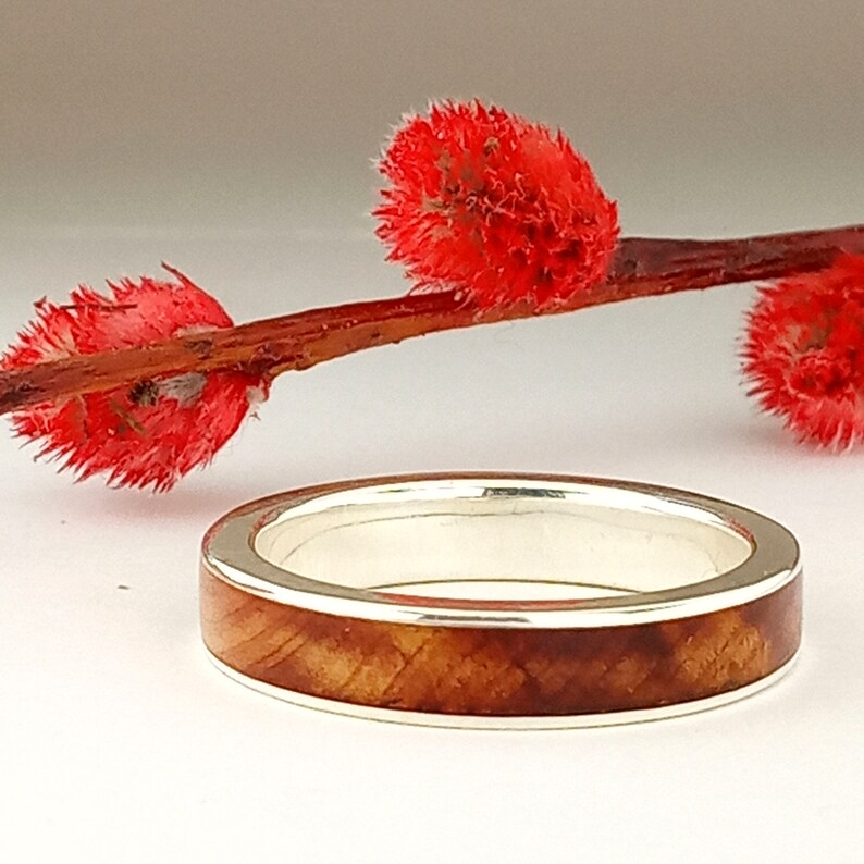 Juniper Silver Ring , Mens Wedding Ring Wood. Silver Wedding Ring, Wood ...