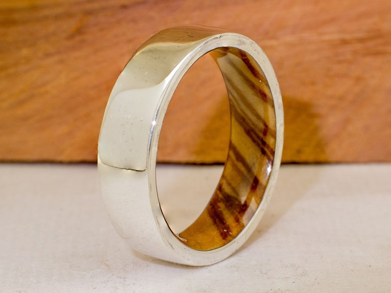 Olive Ring and Silver Sterling Ring Man Ring Wood Olive Etsy