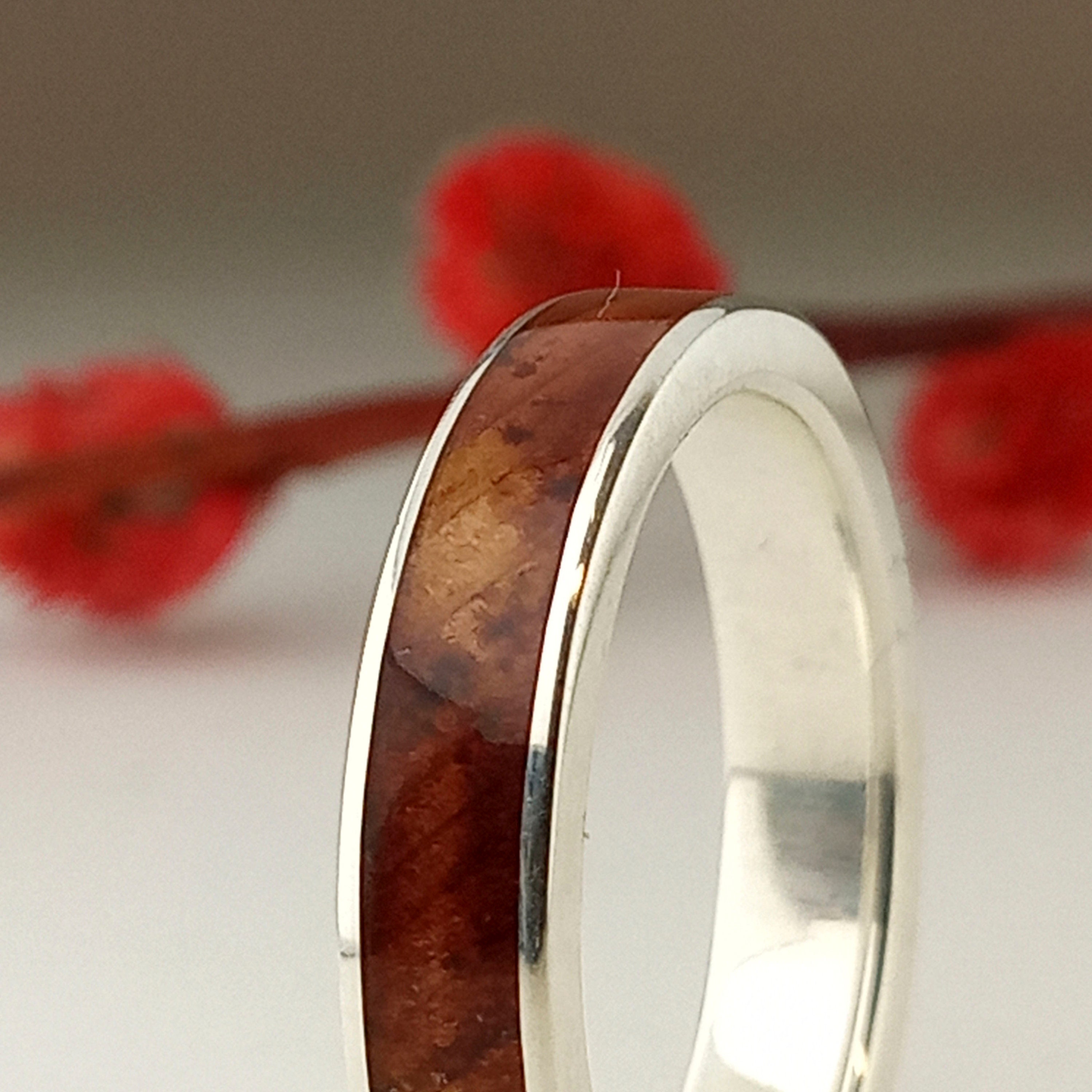 Juniper Silver Ring , Mens Wedding Ring Wood. Silver Wedding Ring, Wood ...