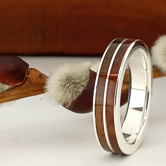 Matching Walnut Wood Necklace & Ring. 925 Sterling Silver. 5 Year  Anniversary Gift for Men 