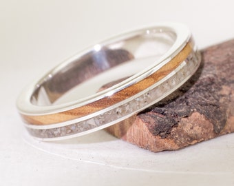 Bague en argent sterling Olive, sable et nacre - Custom Alliances