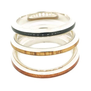 Alianzas Plata de Ley Ebano Olivo y Brezo // Anillos Apilables