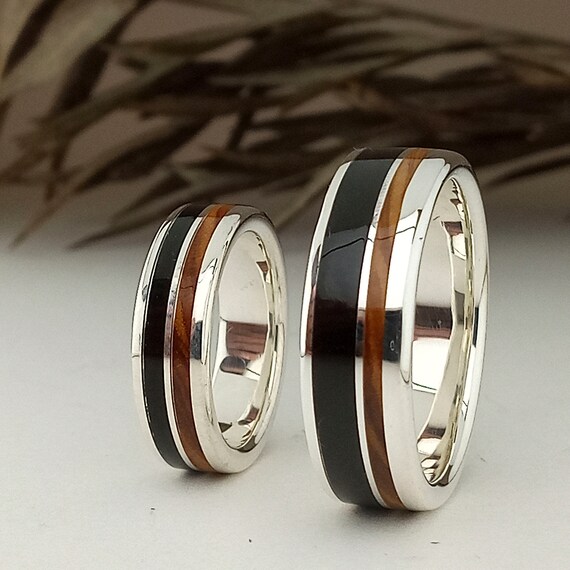 Anillos madera y plata hotsell