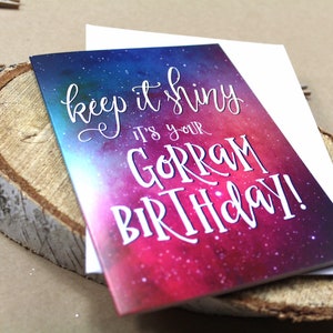 Cartão de aniversário inspirado em Firefly | Design A6 com citação temática de espaço pequeno "Gorram Birthday"