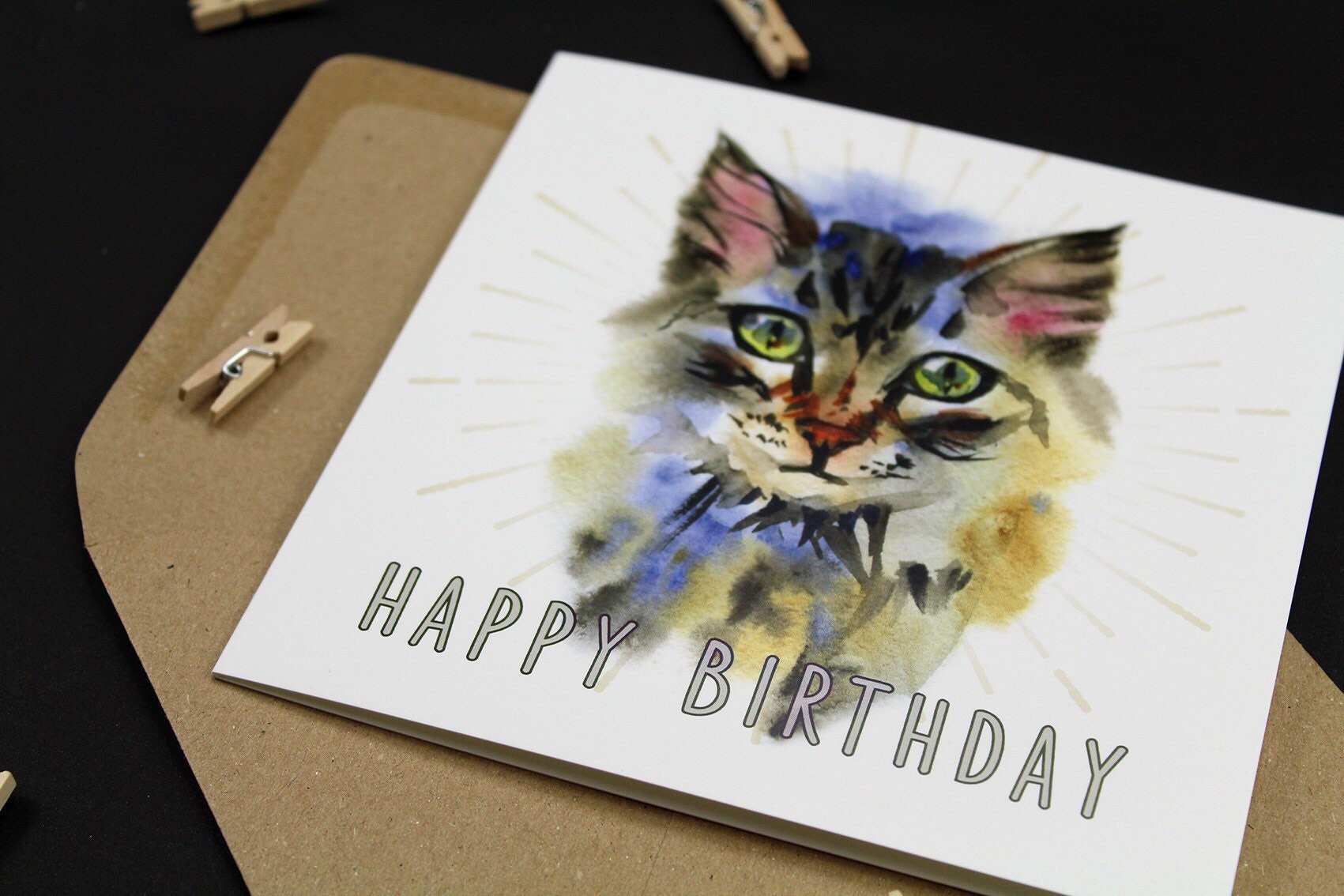 Maine Coon Happy Birthday Card Cat Watercolour Starburst - Etsy UK