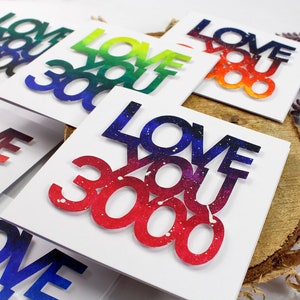 Mini 'Love You 3000' Avengers Endgame Inspired Blank Card | Birthday, Valentine Card | Hand Painted, Papercut Quote Design