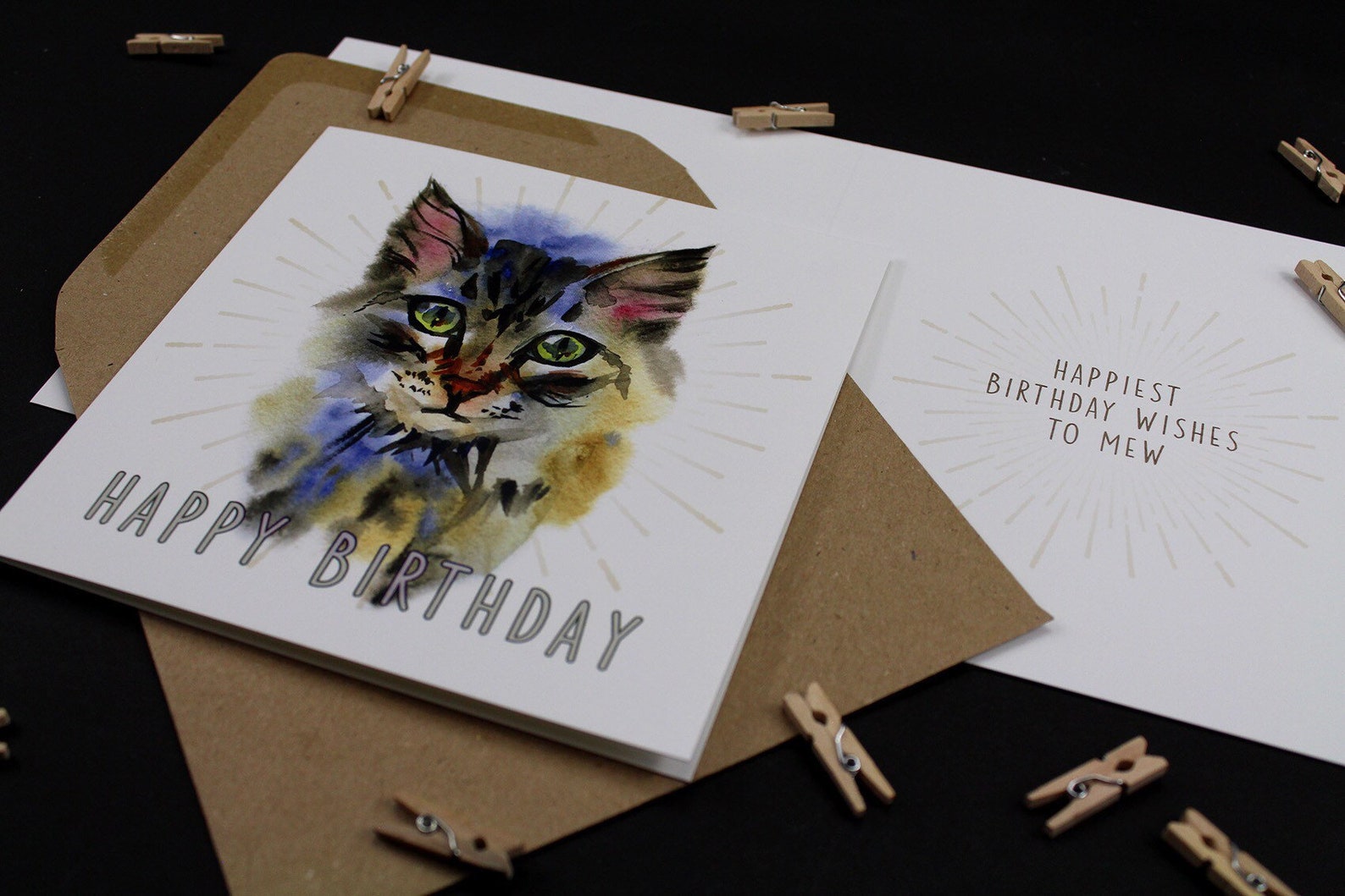 Maine Coon Happy Birthday Card Cat Watercolour Starburst - Etsy UK