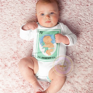 Baby Bodysuit, El dormilon, Hispanic, Mexican, Latin Baby, Loteria Mexicana