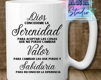 Oracion de la Serenidad Mug, Hispanic Coffee Mug, taza de  café, gift Mug, prayer Coffee Cup, Gifts, Hispanic gift Mug, Hispanic Presents