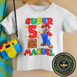 Super Mario Geburtstagsfamilie personalisierte Shirts. Super Mario Geburtstag T-shirts. Mario Geburtstag T-Shirts.