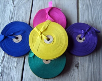 Happy Birthday - 10 Yards Total, 2 Yards Each Color Vintage Rayon Seam Binding