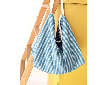 Large cotton bag. Handmade shoulder bag. Beach bag. Large Summer bag. Summer tote. Cotton Tote. Roomy handbag. Cotton Beach Bag. Striped bag