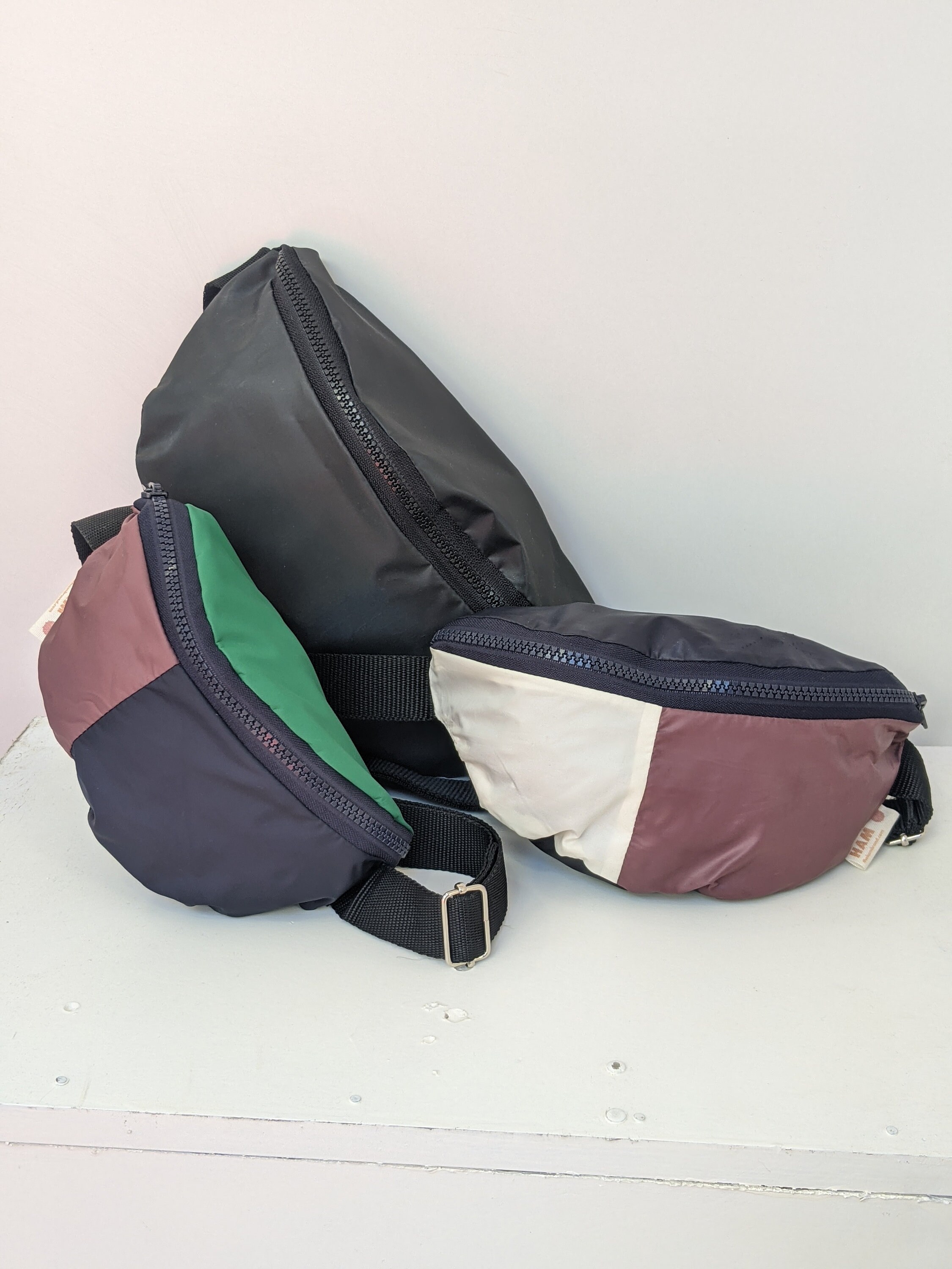 Black Waterproof Bum Bag, Rain Waist Bag, Black Bum Bag, Black Belt Bag, Handmade Bum Bag