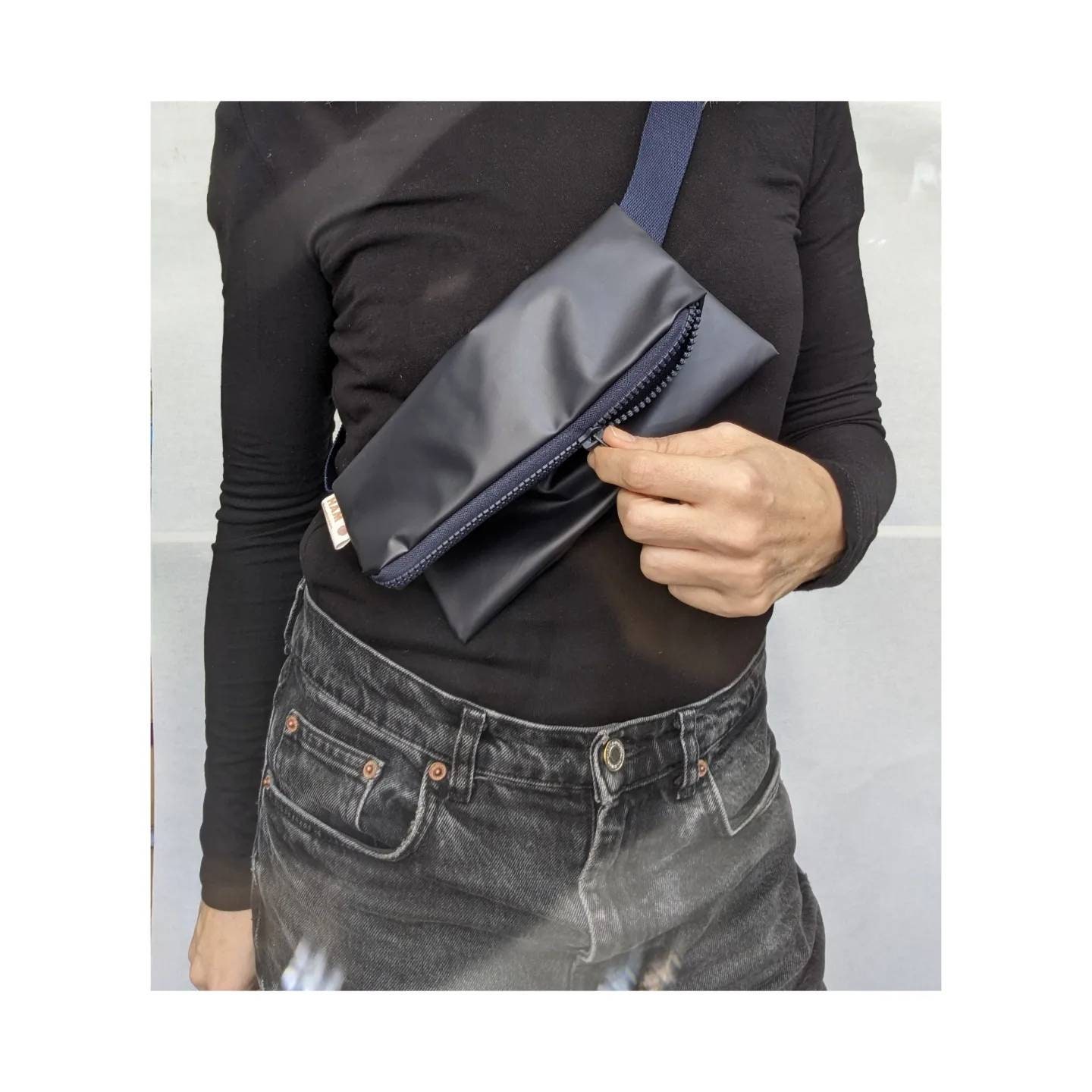 Designer Black Bum Bag Quilted Small Banana Bag Elegant -  Israel