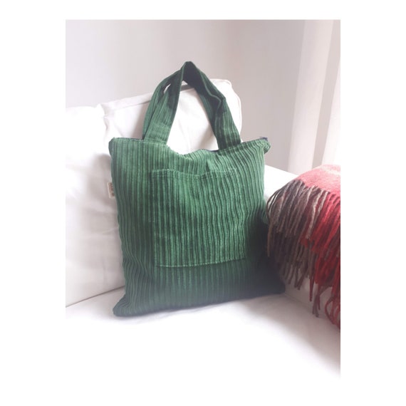 Hippy corduroy tas. Groene corduroy zak. Maxi corduroy tas. XL