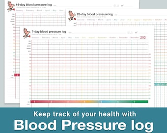Blood Pressure Log Printable Template. A4 A5 Letter and Half - Etsy UK
