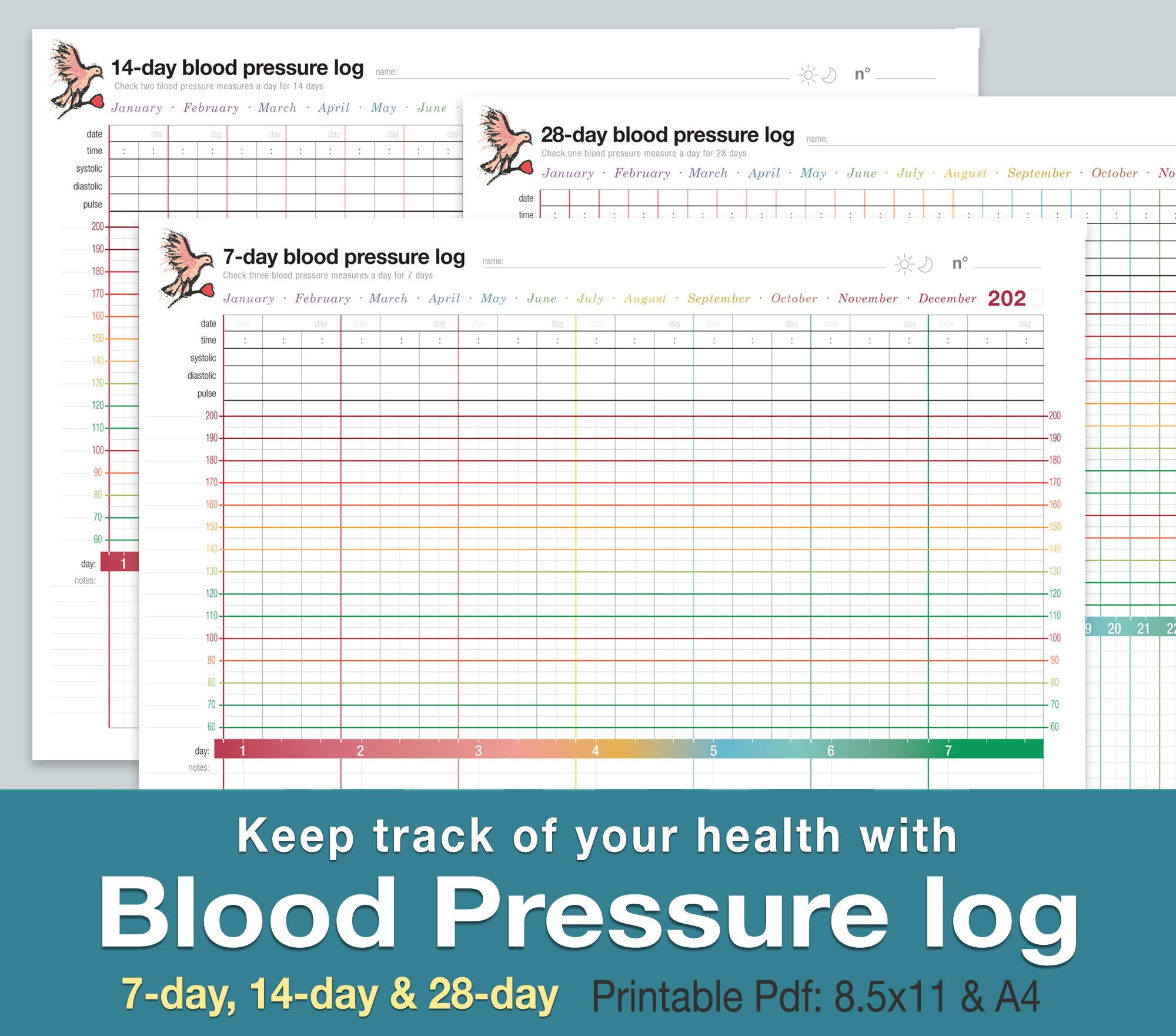 Blood Pressure Log Etsy