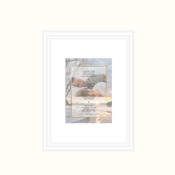 Framed Original Poem 10" x 12" Wood Glass Romantic Love Snuggling in Bed Morning Poetry Gift New