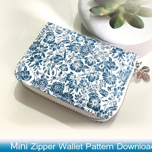 Small Fabric Wallet Tutorial,Compact Card Holder Sewing Project,PDF Mini Wallet Pattern,Mini Zippered Wallet PDF Pattern,Easy Pattern Wallet