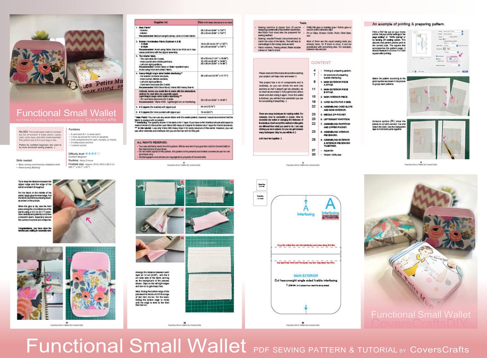 Wallet Pattern Bundle,card Wallet With Zipper Pattern,mini Zipper ...