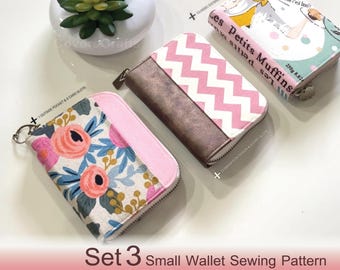 Wallet Pattern Bundle,Card Wallet With Zipper Pattern,Mini Zipper wallet pattern,Womens Wallet Sewing Patterns,PDF Wallet Pattern,DIY Gift