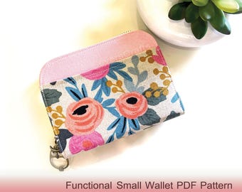 Functional Small Wallet, Zipper Wallet Sewing Pattern: Small Wallet with Card Holder, Fabric Wallet Sewing Tutorial, Compact Card Holder PDF