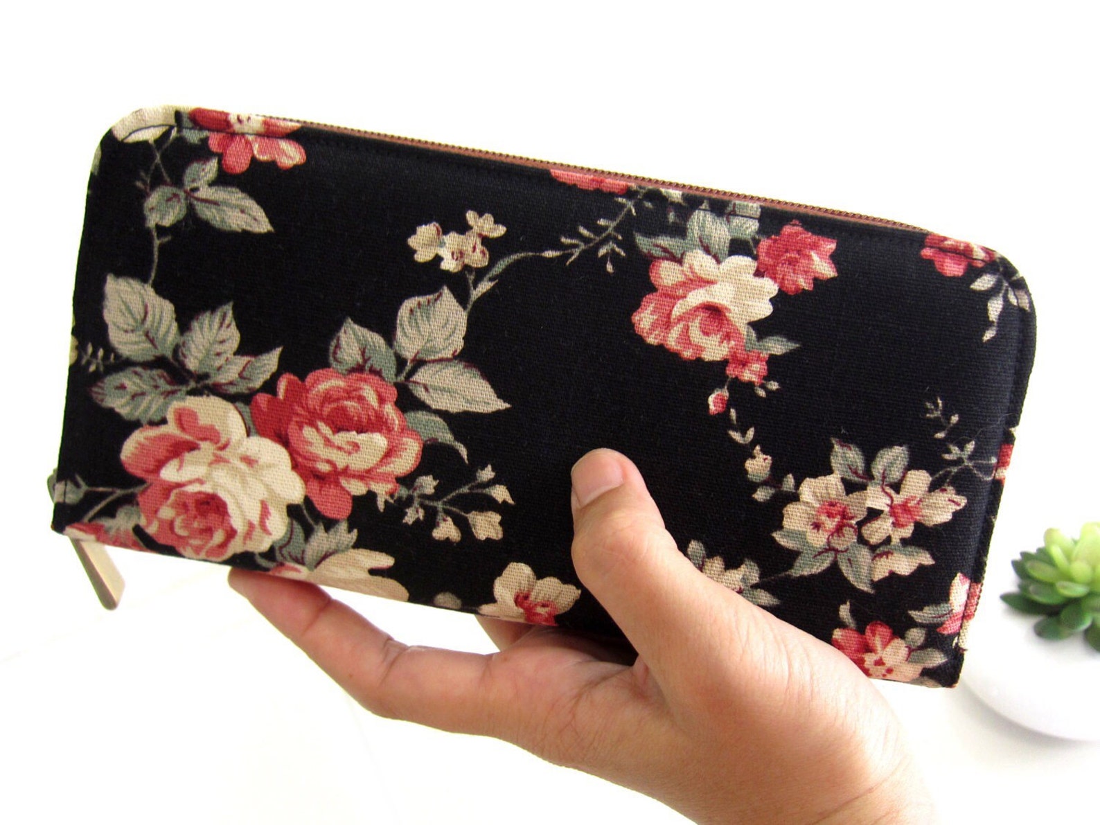 VEGAN WOMEN'S WALLET Fabric Wallet Handmade Zipper Etsy