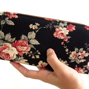 BILLETERA VEGANA PARA MUJER, Cartera de tela, Cartera con cremallera hecha a mano, Cartera para mujer, Cartera con cremallera para guardar tus cosas. ¡¡¡Floral clásico!!!