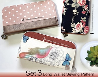 Zipper Wallet Sewing Pattern,Wallet Pattern Bundle,Womens Wallet Sewing,DIY Wallet Sewing,Digital Download,DIY Craft,DIY Long Wallet Pattern