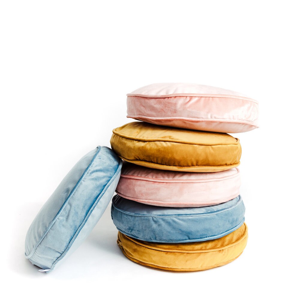 Coussins de Velours Ronds - Couleurs Pastel