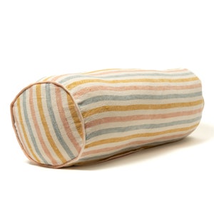 Linen Bolster Cushion in Seaside Stripe