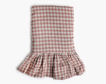 Ruffled Linen Top Sheet - Rose Gingham