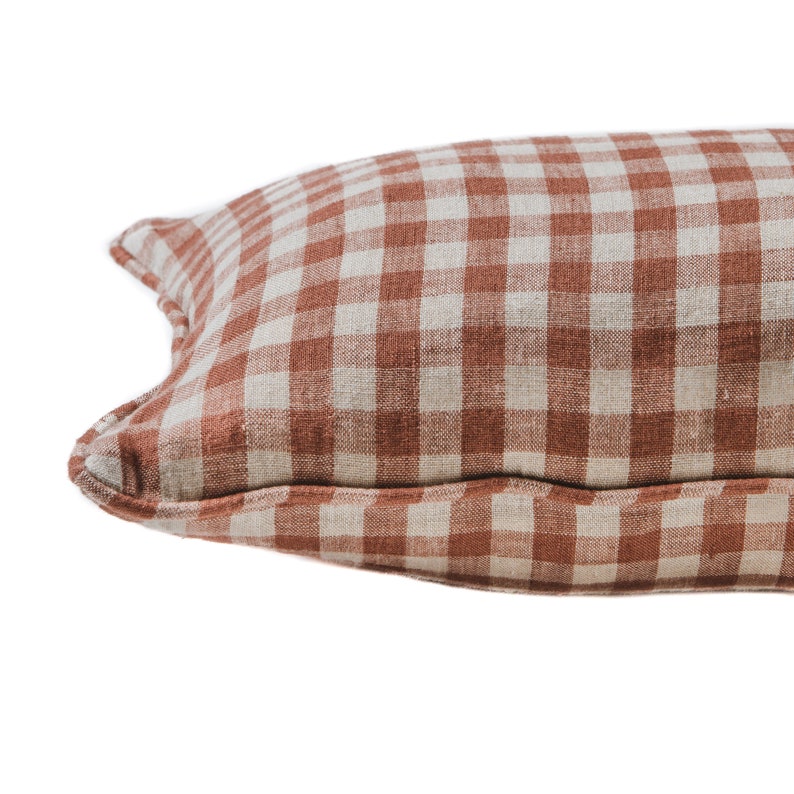 Linen Cushion in Rose Gingham image 10
