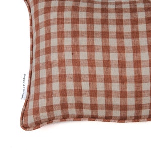 Linen Cushion in Rose Gingham image 8