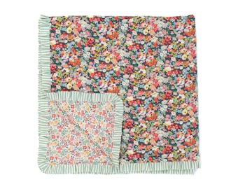 Reversible Quilt made from Liberty fabrics 'Thorpe' and 'Annabella -greens'