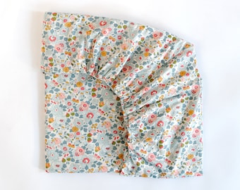 Fitted Sheet made with Liberty Fabric  'Betsy Grey'