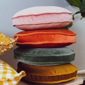 Round Velvet Cushions - Bright Colours