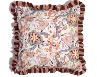 Velvet Cushion made from Liberty fabric 'Shirley Smith'