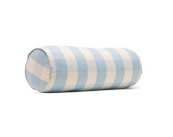 Bolster Cushion in Blue Check