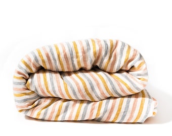 Linen Bedding Set in 'Seaside Stripe'