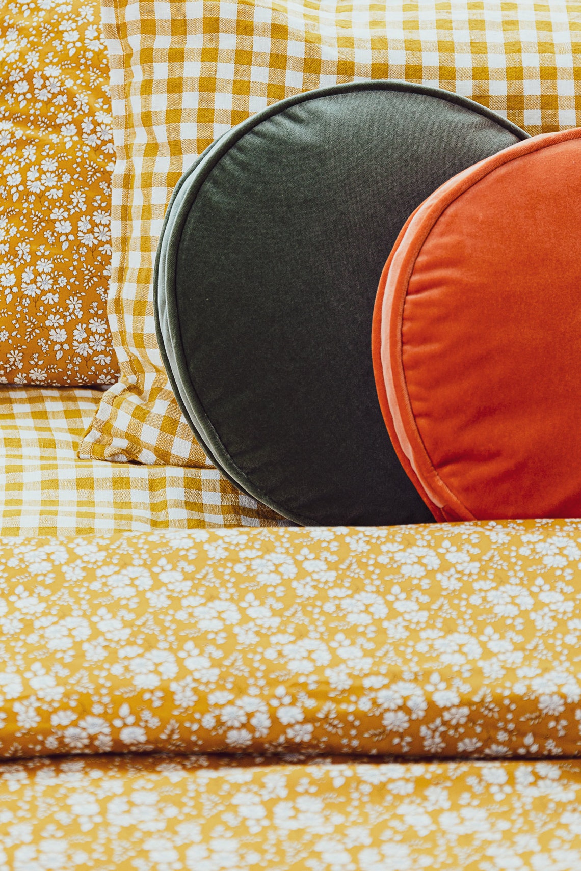 Round Velvet Cushions Bright Colours Etsy UK