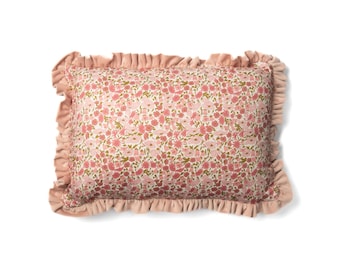 Velvet Ruffle Cushion made with Liberty Fabric - Poppy and Daisy