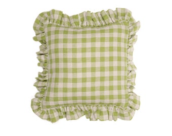 Linen Cushion in 'Granny Smith'