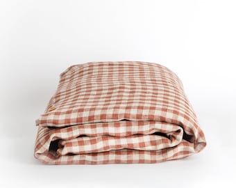 Linen Bedding set in 'Rose Gingham'