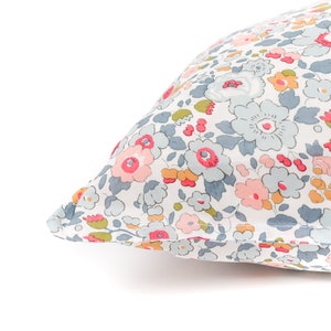 Pillowcase made with Liberty Fabric 'Betsy Grey'